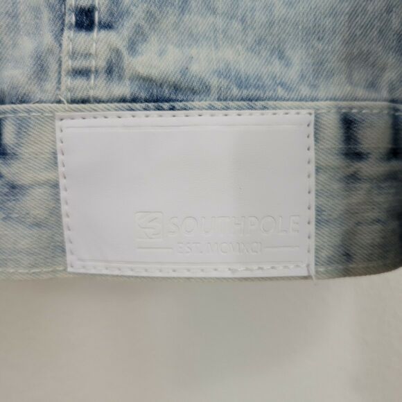 Southpole Men's Acid Wash Light Wash Denim Button Front Jean Jacket - Picture 5 of 9